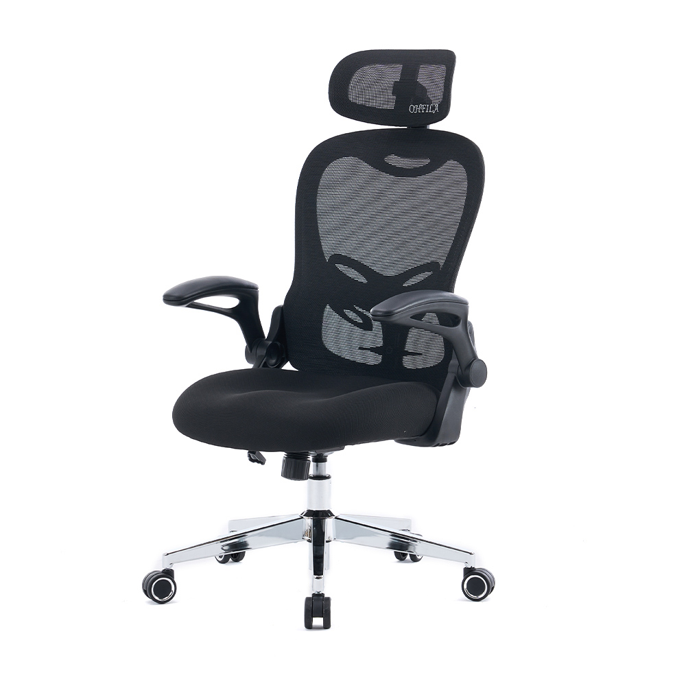 5140 Kerusi pejabat jala ergonomik hitam/putih, kerusi komputer belakang tinggi
